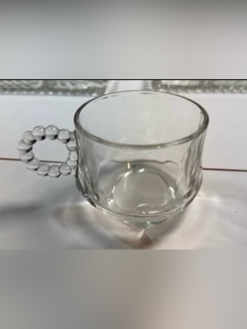 Vintage Hazel Atlas Orchard Crystal Snack, Sip and Smoke platters cups - Picture 4 of 8